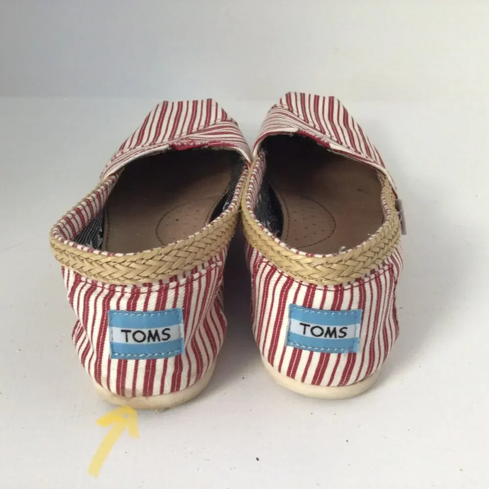 Toms Americana Red Stripe Classics Flats Sz 7W